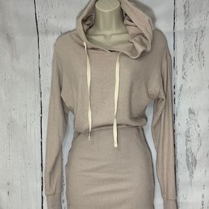 Express sweatshirt dress, long sleeve, light mocha color w/ hoodie New! …
